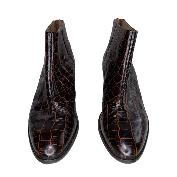 Seychelles Floodpain Booties Croc Embossed Leather Ankle Boots Back Zip Up 8 - Picture 6 of 11